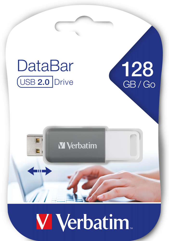 Sivi USB pogon DataBar 128 GB | Verbatim