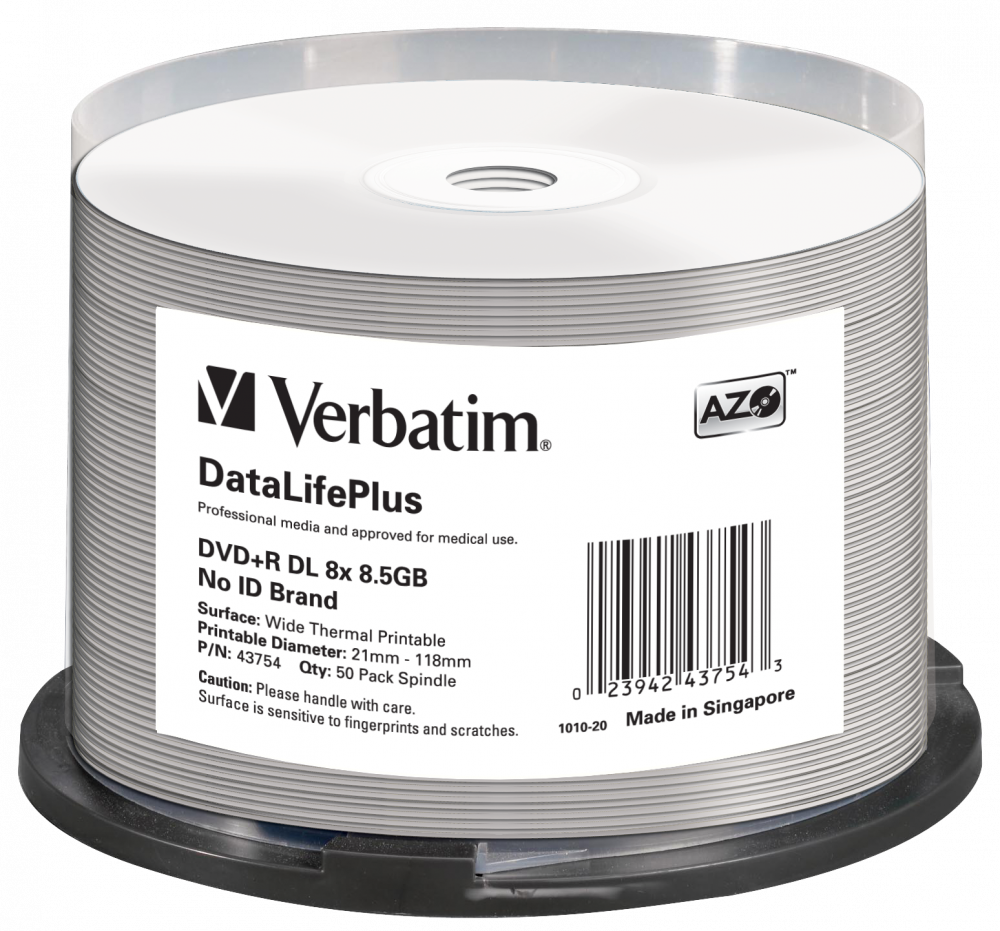 DVD+R DL 8x DataLifePlus Wide Thermal Printable 50pk Spindle - No ID Brand