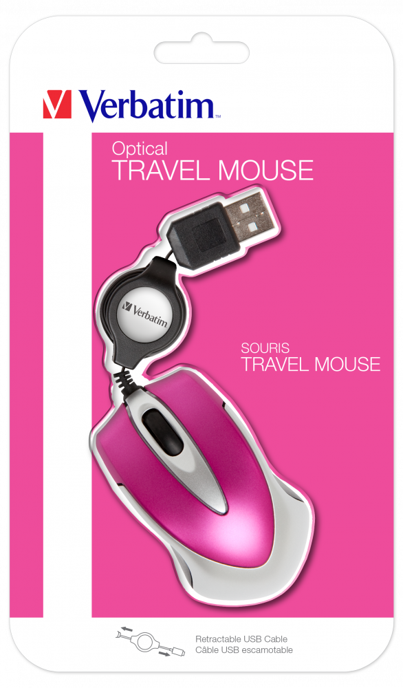 Go Mini optički putni miš - vruće ružičasti