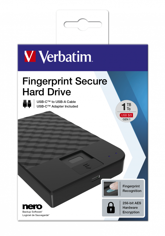 Fingerprint Secure Prijenosni tvrdi disk od 1 TB